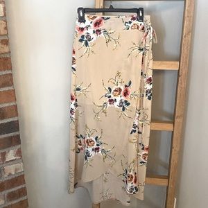 Boho Beige floral wrap skirt